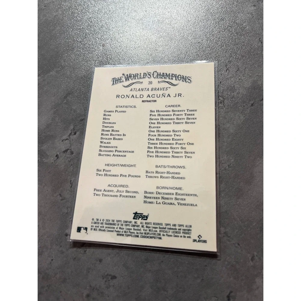 Ronald Acuna‎ Jr 2024 Topps Allen Ginter Refractor Baseball Card - Picture 2 of 2